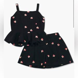 Habitual Black and Pink Floral Kids Shorts Set